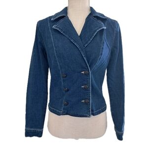 L'AGENCE Dark Blue Double-Breasted Jean Jacket